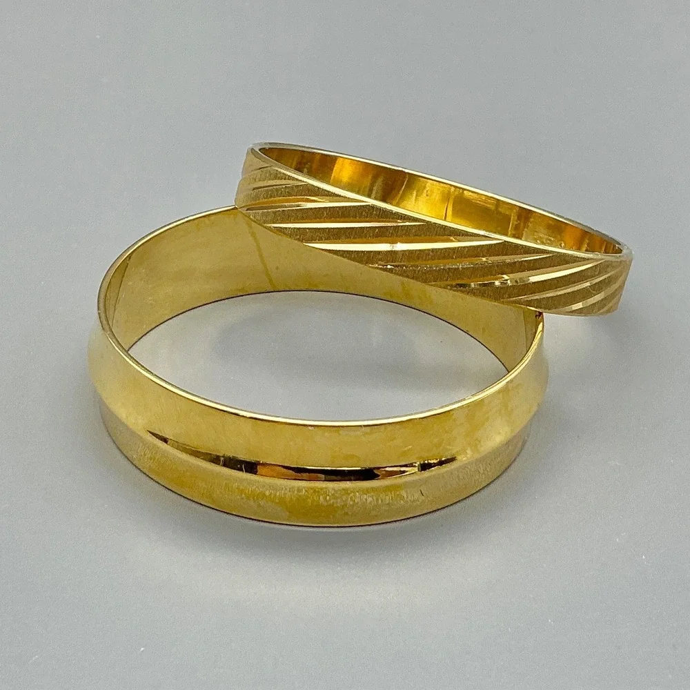 Monet Bracelet Women Gold Tone Vintage Textured Bangle Set Jewelry 7.5 Inches